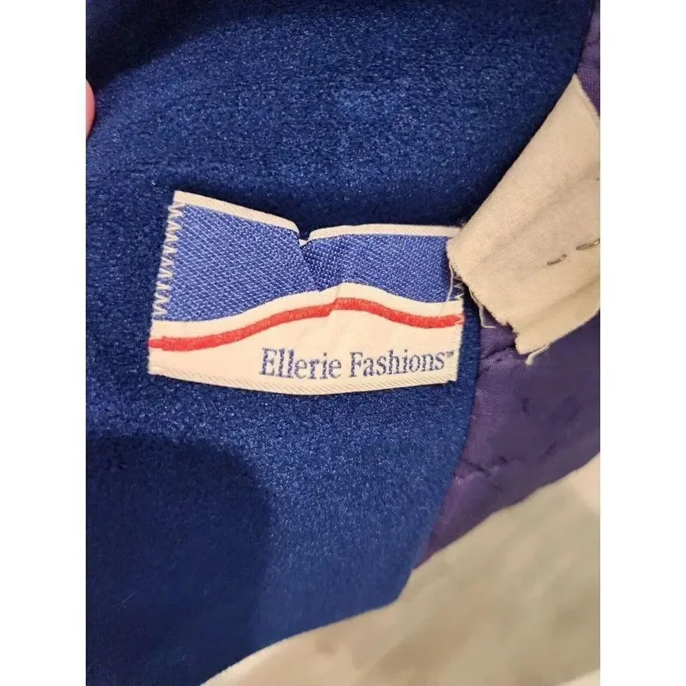 Ellerie Fashion Vintage 70s Blue Dress Coat Faux Fur Hood Girls M